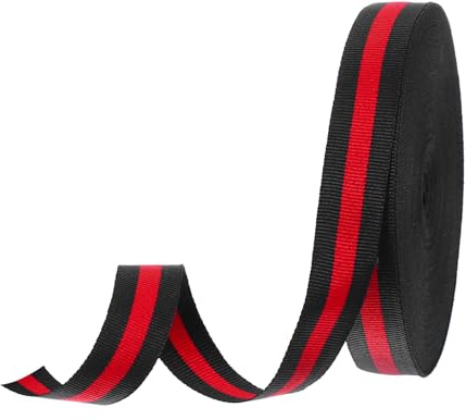 PATIKIL 6/8 Noir Rouge Ruban Gros-Grain Rayé, 25 Yard Ruban en Tissu Polyester à Rayures Double Face pour Emballage Cadeau, Fabrication de Nœuds, Décorations de Noël
