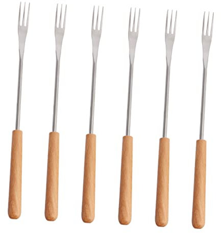 BESTYASH 6Pièces Set de Fourchettes à Fondue Acier Inoxydable avec Poignée Outil de Cuisine pour Barbecue et Desserts pour Fruits et Plats Chauds