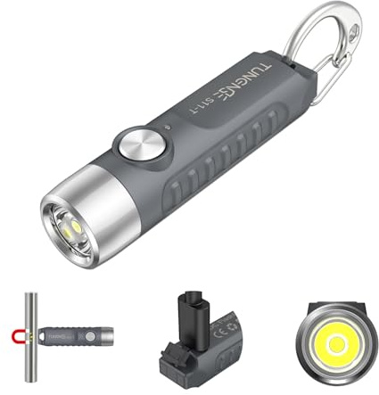 TUNENGE S11-T Rechargeable Keychain Flashlight, 500 High Lumens EDC Mini Flashlight with Magnet, LED Pocket Light Suitable for Outdoor, Camping, Hiking