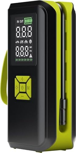 goobay -Kabellose, elektrische Luftpumpe 10 bar/150 PSI - 2Ah Akku, 5V, mit LED-Licht, 4 Ventiladapter, LED-Display, Kompressor für Auto-, Motorrad-, Fahrradreifen und Bälle, USB-C Anschluss - 77827