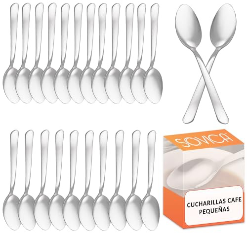 Cucharillas cafe 11 cm acero inoxidable – diseño ergonómico y brillo espejo – ideales para espresso, postres y hostelería – resistentes, elegantes y duraderas (24 uds)
