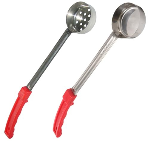GAROZATION Cucharas para Salsa de Pizza 2 Piezas Acero Inoxidable Cucharón para Servir Control de Porciones 2 Onzas Mango Largo Utensilios de Cocina Hogar Restaurante