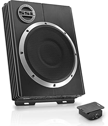 Sound Storm Laboratories LOPRO10 Powered Under Seat Car Subwoofer - 1200 Watts Max, Single 2.6 Ohm, Voice Coil, Built in Amp, Low Profile, Remote Subwoofer Control