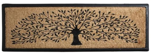 AUBRY GASPARD - Paillasson Arbre en Coco Naturel Noir - Antidérapant en Latex - Dimensions 120 x 40 x 2 cm - Motif Arbre - pour Usage Intérieur ou Extérieur - Fibre de Coco Résistante