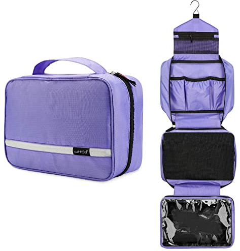Carttiya Kulturbeutel zum Aufhängen, Kulturbeutel Herren Damen, Kosmetiktasche Groß Waschtasche Reise Waschbeutel Cosmetic Bag Makeup Tasche Kulturtaschen Toilettentasche mit Haken (Violett)