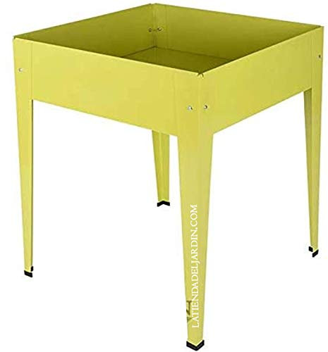 Suinga Mesa de Cultivo metálica Cuadrada 60 x 60 x 82 cm Amarilla Cultivar un huerto Familiar en su hogar