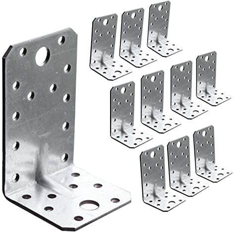 OMIDEAS 10 x Equerre d'assemblage renforcée (90 x 50 x 55 x 2) Equerre de Fixation Angle Droit Support en forme de L, Équerre Angle 90 Degrés en Acier, Équerre de Coin