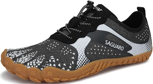 SAGUARO Trail Löparskor Herrar Dam Minimalistiska Skor Halkfria Andningsvattenskor Lätta Barfota Skor för Gym Asfalt Trekking, Kolsvart 44 EU