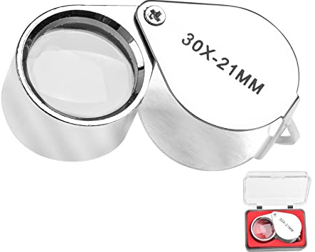 CUNTAUK Jewellers lupp förstoringsglas, 30 x handhållet förstoringsglas juvelerare luppar förstoringsglas med fodral applicerat på vetenskap läsning böcker tidning insekter hobbyobservation (30X) | för vetenskap, läsning, böcker, tidningar, insekter, hobbyobservation