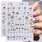 Black Gold Leaves Nails Art Sticker Coconut Tree Transfer Paper Palm Tree Design Nail Stickers Tropical Style 3D Manicure Nail Art Decoration Nail Water Decals Summer Theme (2Stk. Laser Ozean)