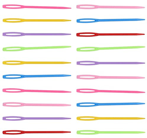 20pcs Large Eye Sewing Needles,Plastic Needles for Children,Mixed Color