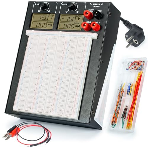 YIHUA 1502PBB Lochrasterplatten Steckbrett Breadboard Power Supply Set labornetzteil Kit mit DC +15 V -15 V Ausgang für Arduino Starter Kit, elektronik Projekt Kit, lötfreies Leiterplatten Kit