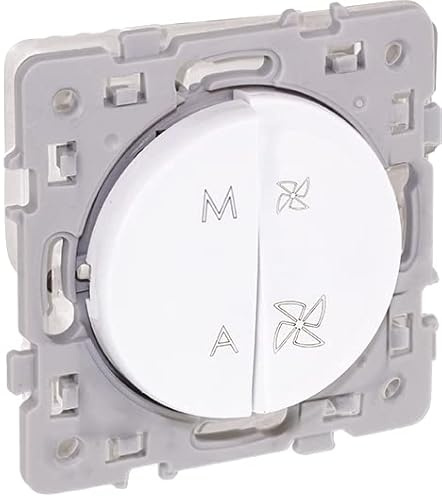 EUR'OHM Interrupteur VMC 2 vitesses + interrupteur marche/arrêt - Blanc - SQUARE RENO - Interrupteur et prise