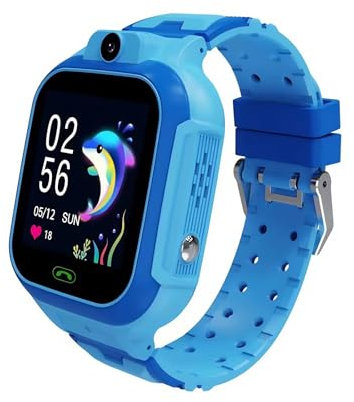 Smart Watch für Kinder, Geschenke für 4 Bis 12 Mädchen, Jungen, 4G WiFi-Sprachanruf, HD-Touchscreen-Smartwatches, Unterstützung für Kameraalarm, Videomusik-Player, (Blau)