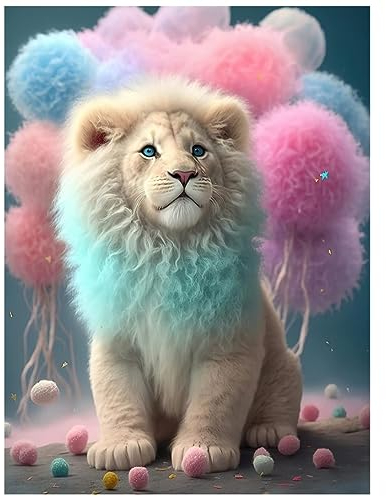 Tomoyuki 5D Diamond Painting Kit, DIY Diamant Painting Bilder, Diamant Strass Kristall Kreuzstich Painting Malen nach Zahlen für Kinder Erwachsene Zuhause Wanddekoration (D-Löwe)