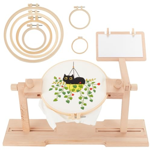 OLYCRAFT Verstellbarer Stickrahmenhalter Mit 6 Größen Kreuzstich Stickrahmen 360 Grad Gedrehter Kreuzstichständer Hölzerner Stickrahmenhalter Für Kreuzstich Und Stickprojekte