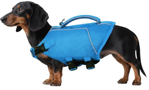 ASENKU Gilets de Sauvetage pour Chien de Petite Moyenne et Grand Taille, Gilet Flottaison Chien avec Poignées et Réfléchissants pour la Natation, l'aviron et Le Canoë, S