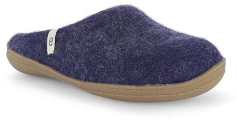 egos Zapatillas de estar por casa para hombre y mujer, suela de goma, cálidas y cómodas, para invierno y verano, zapatillas de fieltro hechas a mano para mujer de lana 100% natural, azul, 37 EU