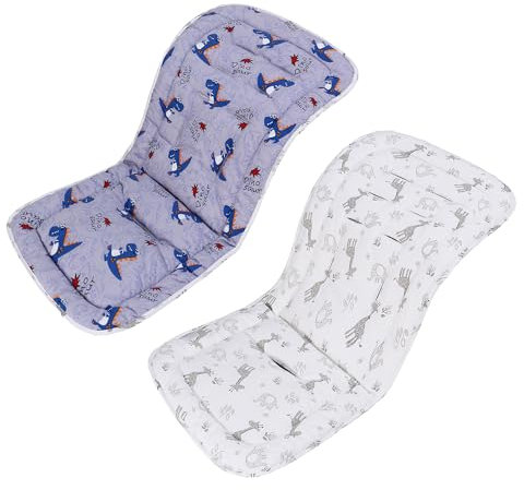LAT Universal Colchoneta para Sillas de Paseo, Algodón Funda Universal Carro Bebe, Cojín Silla de Paseo para Cochecito de Doble Cara, Funda para Asientos de Cochecito para Bebés 78x34cm (Dinosaurio)