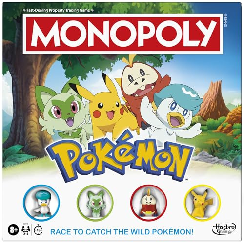 Monopoly Pokémon Edition Brettspiel | ab 8 Jahren | 2 bis 4 Spieler | Kinderspiele für Pokémon-Fans | lustige Familienspiele | 45 Minuten Durchschn.