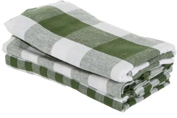 KASANOVA Juego de 3 paños de cocina a cuadros verdes, 50 x 70 cm, de algodón