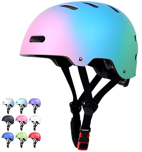 Skateboard Bike Helmet for Adults Women Men Youth Kids (2-3-5-8-14+ Years Boys Girls) - Lightweight Multi-Sport Adjustable Helmets for Bicycle Skateboard Scooter Skate Cycling