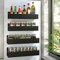 Yuehuamech Magnetic Spice Rack for Refrigerator, 4 Pack Black Metal Magnetic Shelves, Space Saving Fridge Organizer, Kitchen Storage