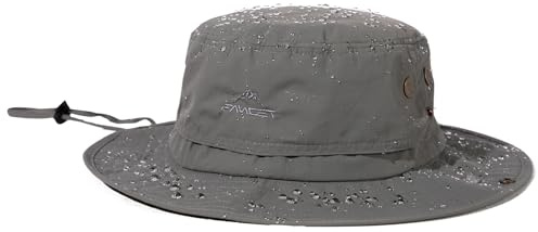 TOP-EX Chapeaux de Soleil pour Hommes | Étanche | Été | Protection UV UPF 50+ | Bord Large | Safari, Pêche, Randonnée | Bonnette | Tête Grande Gris Clair Grand «X-Large»