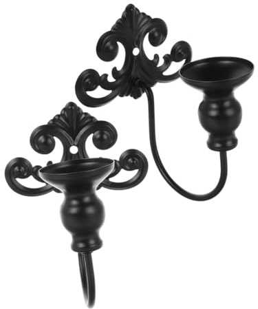 FONDOTIN 2 pezzi Portacandele da Parete in Ferro con Motivi Europei Vintage Supporto per Candele da Sala e Soggiorno Decorazione Murale Elegante per Sala da Pranzo e Camera da Letto