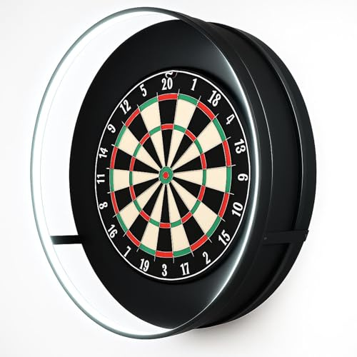 Dartboard Ring Light LED Lighting System Aluminium GTRIX Flux Pro 360 Degree Slimline Illumination for Dart Boards Bright Shadowless Surround Easy Fit Metal Frame Game Compatible with Winmau Unicorn