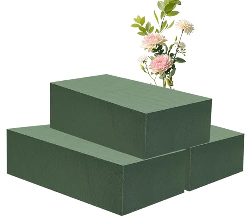 Arcjunys Steckschaum für Blumen 3 Stück Steckmasse für Kunstblumen 23 x 10.5 x 7cm Steckschwamm für Blumen Steckmoos für Blumen Blumensteckschaum Floral Foam für Feiern Hochzeit und Geburtstag