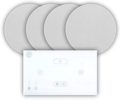 Systemline E50 Built-In Bluetooth Amplifier Hi-Fi Speaker System (White) & 6.5 Ceiling Speakers (2 Pair 6.5 Qi65CB Ceiling Speakers)