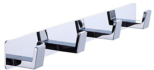 BOOKARROW 4 Bathroom Towel Hooks, Chrome Wall Mount Screw Fixed Door or Robe Hook, Coat Hanger Rack in Bedroom or Kitchen 410