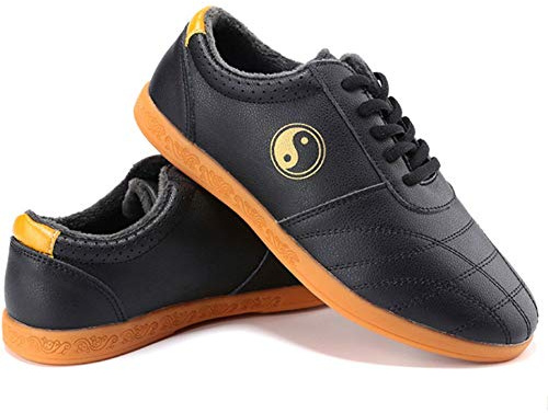 MENG Tai Chi Wu Shu Kung Fu Shoes Breathable Non-Slip Sport Gym Sneaker for Daily Training Morning Exercises Taekwondo Shoes (Color : Black, Size : 42)