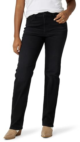 Wrangler Women's High Rise True Straight Fit Jean, Midnight Black, 12-32