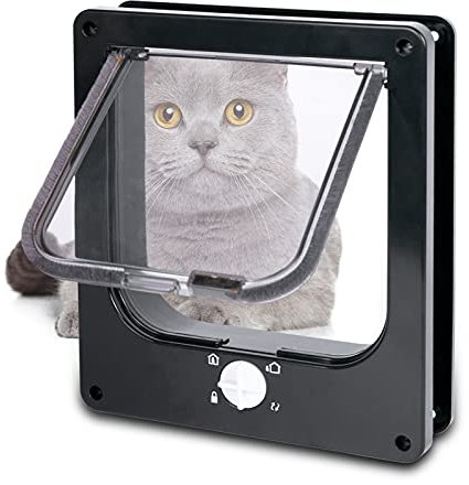 Upgraded Version - Cat Doors Flap (for Cat up to 15.7lb), Magnetic Pet Door with 4 Way Locking for Interior Exterior Doors, Weatherproof Gate, Easy Installation