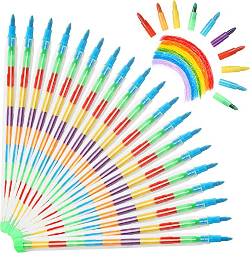 Vicloon Ceras de Colores Apilables, 20 PCS Ceras de Colores para Niños, Lápices para Construir, Juguete de Crayones de Colores para Reunión Familiars, Regalo de Cumpleaños para Niños (11 colores en 1)