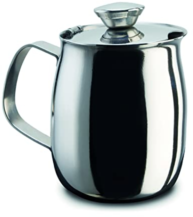 PEZZETTI, Lechera de acero inoxidable, jarra de leche de acero, con tapa, 9 tazas