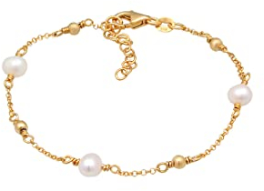 Elli Armband Damen Kugeln Klassisch mit Süßwasserzuchtperlen in 925 Sterling Silber Vergoldet