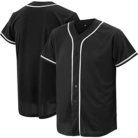 Baseball Jersey for Men and Women, Baseball Shirts for Custom Button up Shirt,Hipster Hip Hop Sports Uniforms(Black,XL)