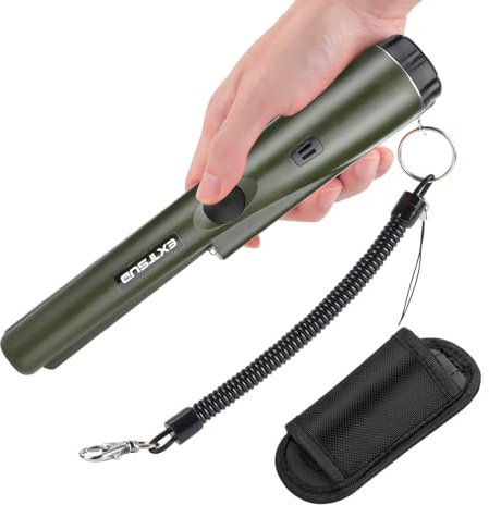 EXTSUD Detector de Metales, portátil, Puntero de Metal, Resistente al Agua IP66, Puntero metálico con indicador LED Integrado, luz de Alarma, escaneo de 360°, Funda para Monedas de Oro, Perra,