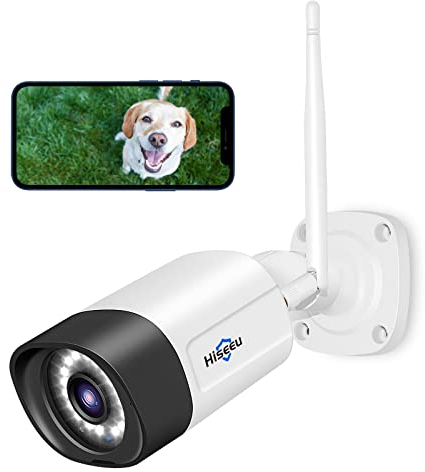 Hiseeu [5MP+2-Way Audio] Outdoor Security Camera Waterproof Home Security CCTV WiFi Outdoor IP Camera with,Color Night Vision,Motion Detection,Remote Access and Compatible System