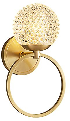 BONOOL Lampada da parete ad anello in ottone con paralume sferico in vetro a nido d'ape, apparecchio di illuminazione decorativa con attacco G9, applique moderne e semplici compatibili con camera da
