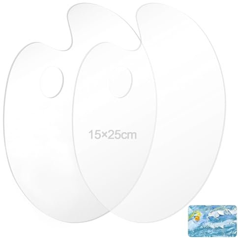 Mischpalette, 2 Stücke Klare Acryl Malpalette, 15×25cm Kunstpalette, Ovale Kunstpalette Artpalette Antihaft, Farbmischpalette, Farbmischpalette Mischpalette, für DIY Kunst Malerei