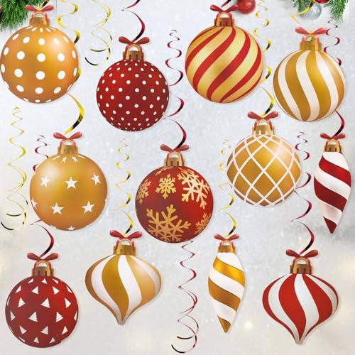 30pz Decorazioni Natalizie a Spirale da Appendere al Soffitto, Ciondoli Pendenti Addobbi Natalizi Carta Forma Palline Natale Ornamenti Fai da Te