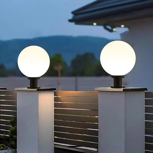 XINYASEE Luz del pilar,Luz del globo al aire libre,Luz impermeable al aire libre de la puerta del patio del chalet,Luz del poste de la cerca del jardín E27,Luz del camino del paisaje (∅25CM)