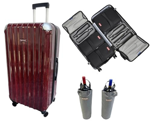 OenoTourer Wine Suitcase for Airplanes 12 Bottle,Wine Suitcase with TSA Lock,Insulated Insert Bag with Ice Pack Pocket,Luggage for Airplane Travel for Lover Professional Gift (Burgundy)