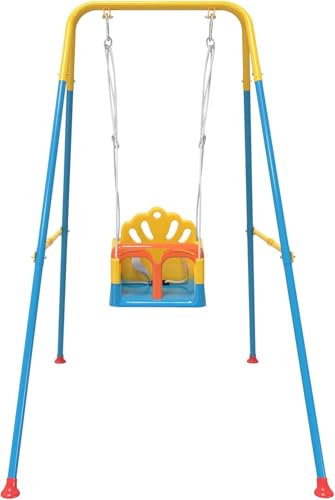 Babyschaukel Outdoor mit Gestell, Babyschaukel für drinnen und draußen, Baby Swing für den Garten, sicheres und langlebiges Design, wächst mit Ihrem Kind
