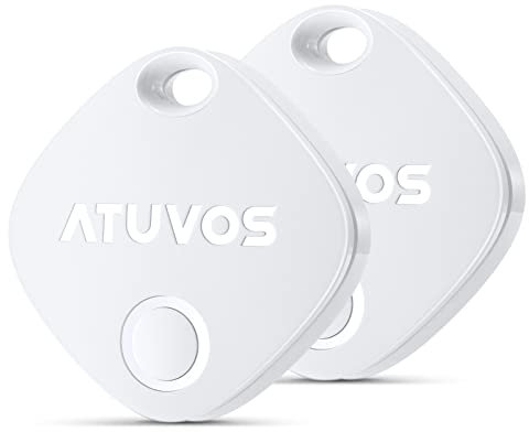 ATUVOS Air Tag Schlüsselfinder Key Finder 2er Pack, Smart Tracker Kompatibel mit Apple Wo ist? APP (iOS NUR, Android Not Supported), Bluetooth KeyFinder für Gepäck/Koffer/Taschen, Austauschbarer Akku