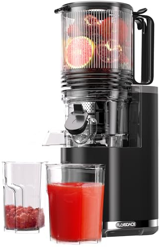 Cold Press Juicer, 6.5 Extra Large Feed Chute Juicer Machines, 350W Slow Masticating Juicer Machines with High Juice Yield for Whole Vegetables & Fruits, BPA Free, Black, Easy to Clean